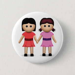 Two Women Holding Hands Emoji 2 Inch Round Button