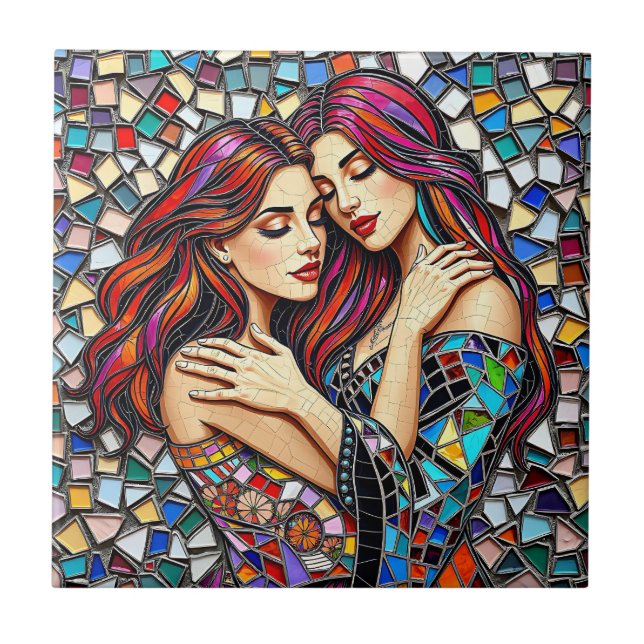 Two Women in Love | Faux Mosaic Tile Style (Front)