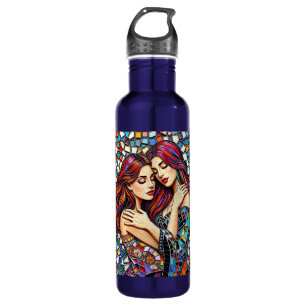 Two Women in Love   Faux Mosaic Tile Style 710 Ml Water Bottle