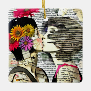 Two Women in Love Pride Kiss Ceramic Ornament