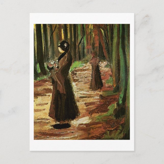 Two Women in the Woods, Van Gogh Fine Art Postcard (Front)