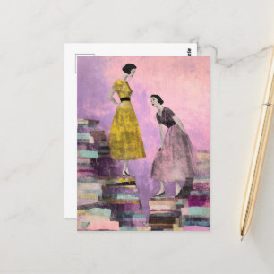 Two Women Mixed media collage Postcard