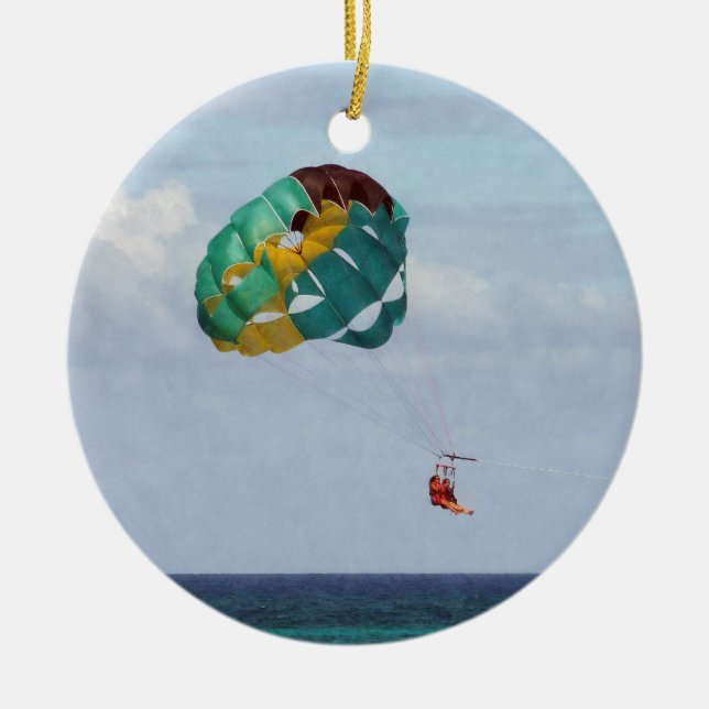 Two Women Parasailing in the Bahamas Ceramic Ornament (Front)
