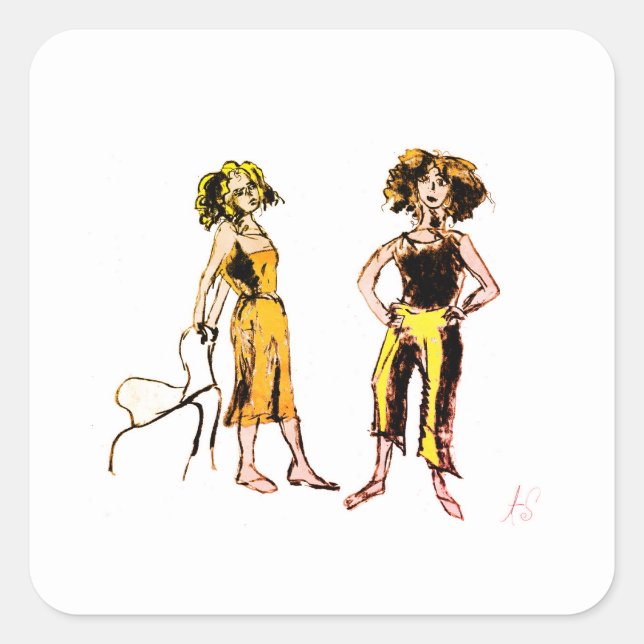  Two women  Square Sticker (Front)