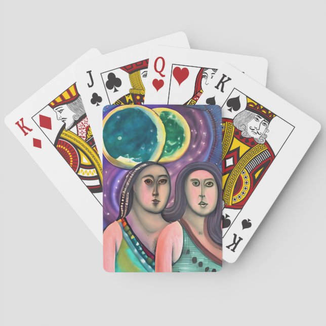 Two Women Under the Moon Playing Cards (Back)