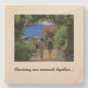 Two Women Walking Cherishing Our Moments Together Stone Coaster