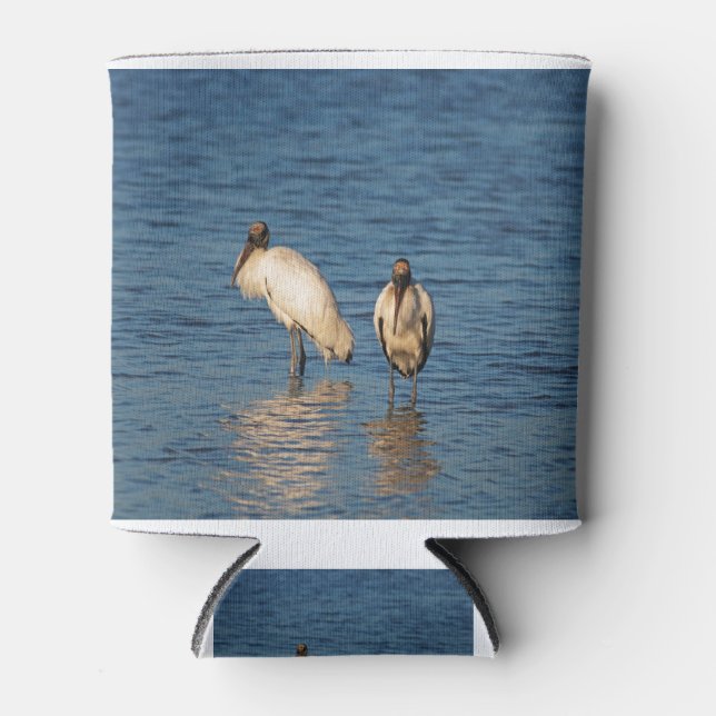 Two Wood Storks Can Cooler (Front)
