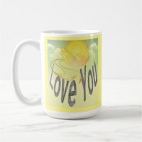 Two Words—Love You. On Flaming Yellow Phoenix Bird