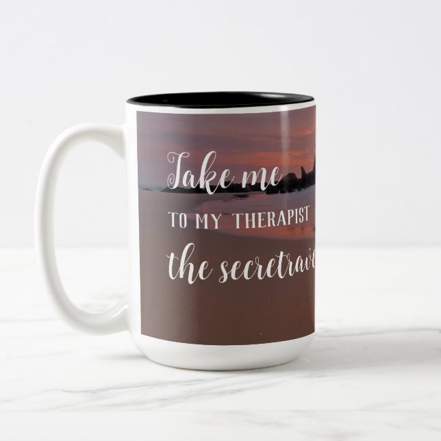 Two Words One Middle Finger Funny Sarcastic Quote  Two-Tone Coffee Mug (Left)