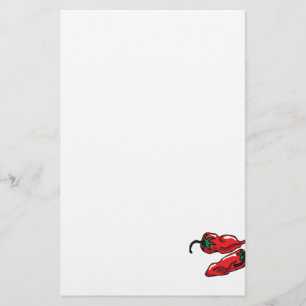 Two Wrinkled Red Peppers Stems Graphic Stationery