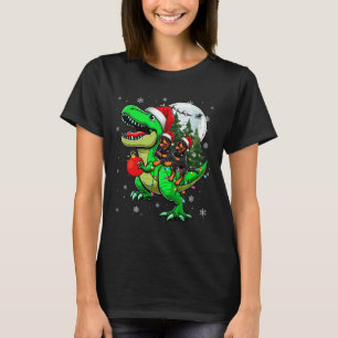 Two Xmas Rottweilers Riding T-rex Reindeer Lover K T-Shirt