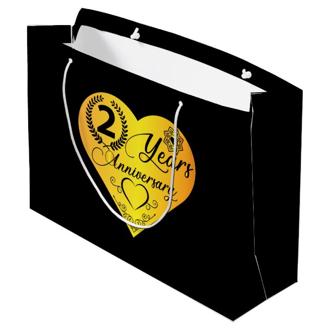 two year anniversary word art  large gift bag (Back Angled)