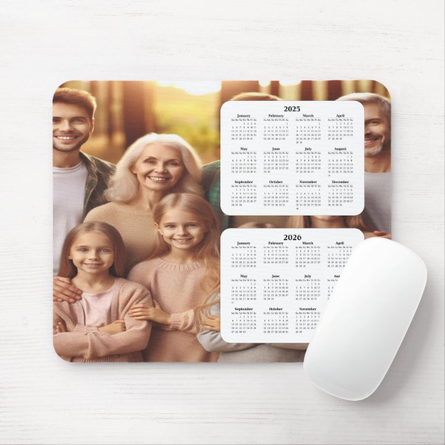 Two-year Family Calendar 2025 - 2026 Mouse Pad (With Mouse)