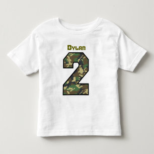 Two Year Old 2nd Birthday Camo Custom Name V028 Toddler T-shirt