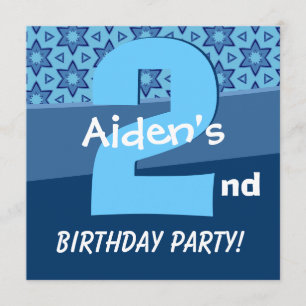 Two Year Old  Birthday Blue Stars For Boy W724 Invitation