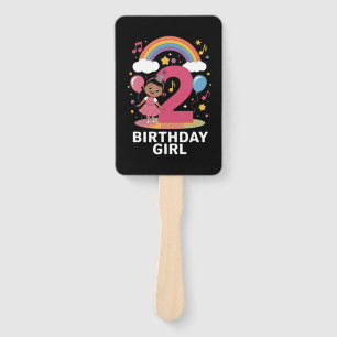 Two Year Old Birthday Girl Cute 2nd Birthday Hand Fan