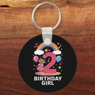 Two Year Old Birthday Girl Cute 2nd Birthday  Keychain