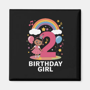Two Year Old Birthday Girl Cute 2nd Birthday  Magnet