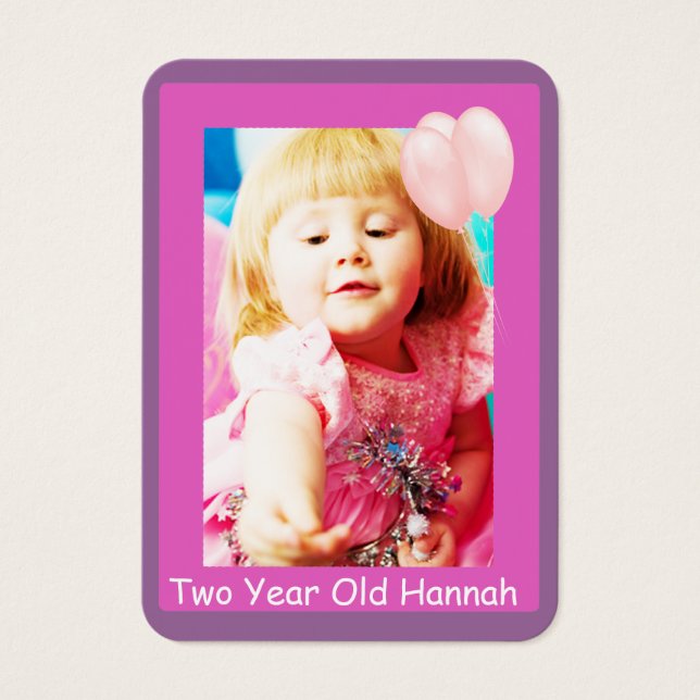 Two Year Old  Girls Birthday Photo Cards (Front)