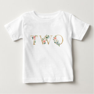 Two year old gold and blush floral alphabetical baby T-Shirt