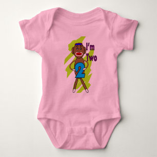 Two yeart Old Kids Birthday--Sock Monkey Design Baby Bodysuit