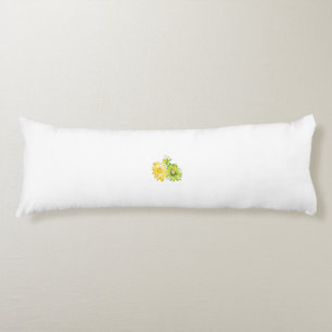 Two yellow and green flowers on a white background body pillow