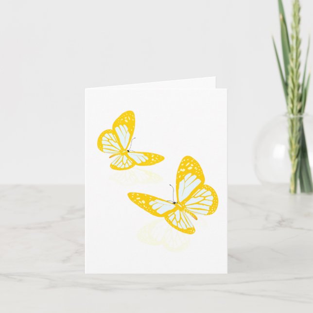 Two Yellow Butterflies Note Cards (Front)