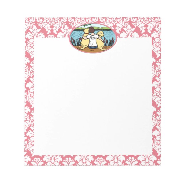 Two Yellow Labradors and Mom Notepad (Front)