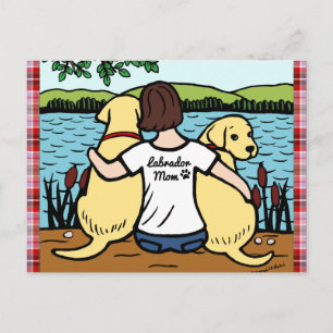 Two Yellow Labradors and Mom Postcard