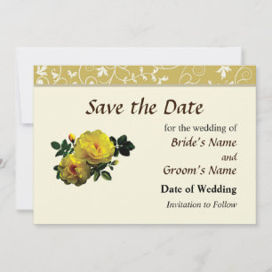 Two Yellow Roses in Sunshine Save the Date