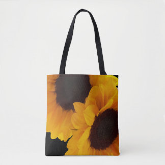Two yellow sunflowers tote bag