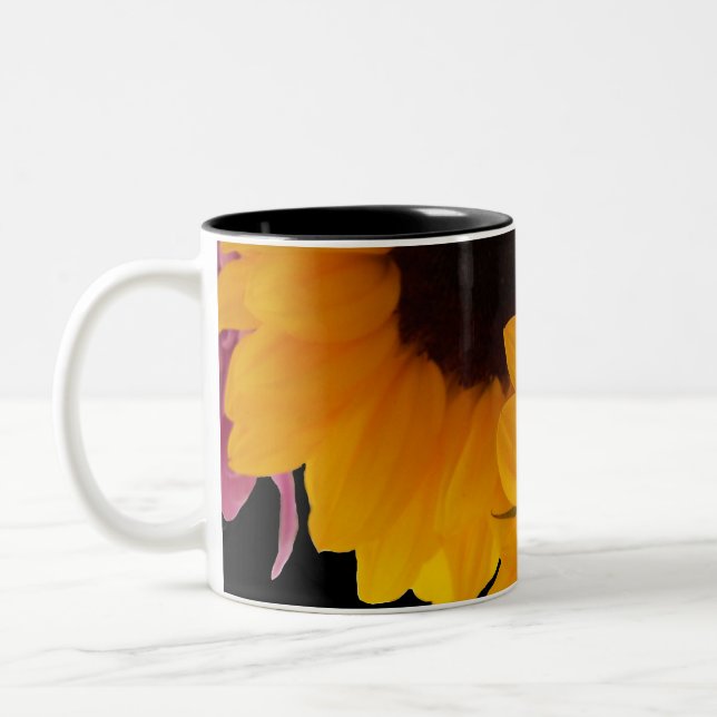 Two yellow sunflowers Two-Tone coffee mug (Left)