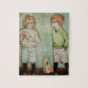 Two Young Boys Puzzle/Jigsaw with Tin Jigsaw Puzzle