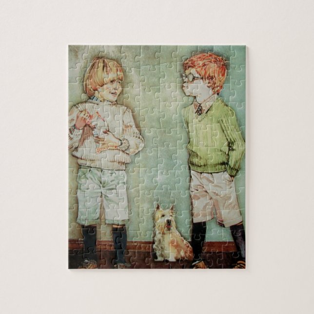 Two Young Boys Puzzle/Jigsaw with Tin Jigsaw Puzzle (Vertical)