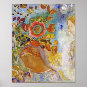 Two Young Girls among Flowers, Redon Poster