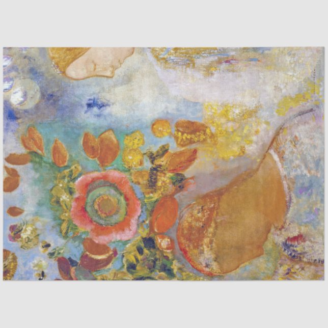 Two Young Girls among Flowers, Redon Tissue Paper (Front)