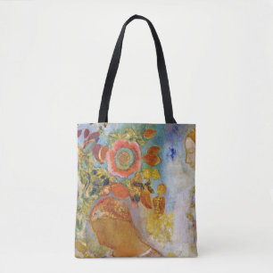 Two Young Girls among Flowers, Redon Tote Bag