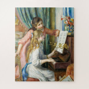 Two Young Girls at the Piano by Auguste Renoir Art Jigsaw Puzzle