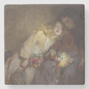 Two Young Girls Returning Home Stone Coaster