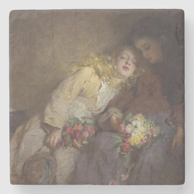 Two Young Girls Returning Home Stone Coaster (Front)