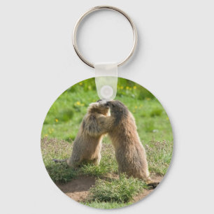two young marmots keychain