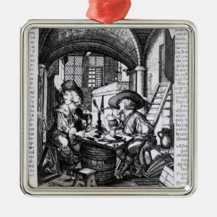 Two Young Noblemen Smoking, A Pro-Smoking Metal Ornament