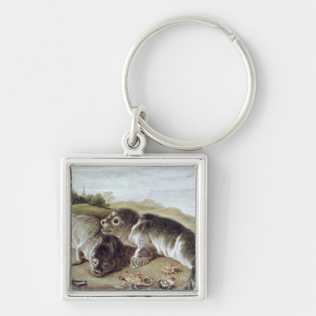 Two Young Seals on the Shore, c.1650 Keychain (Front)