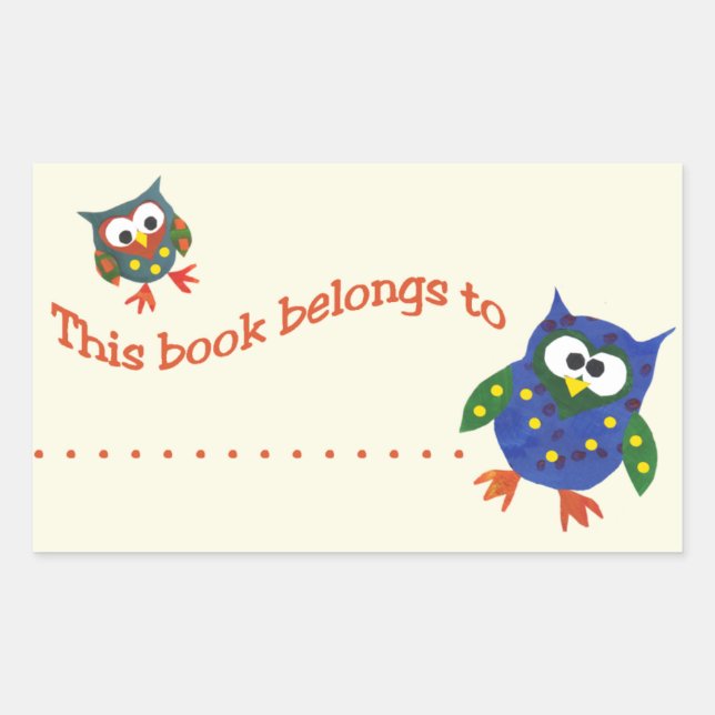 TwoCute Owls Stick-on Bookplates Sticker (Front)