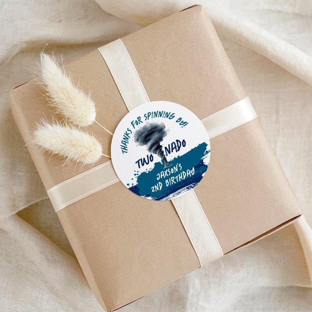 Twonado Twister Tornado Blue Grunge Birthday Classic Round Sticker (Twonado Twister Tornado Blue Grunge Birthday Classic Round Sticker)