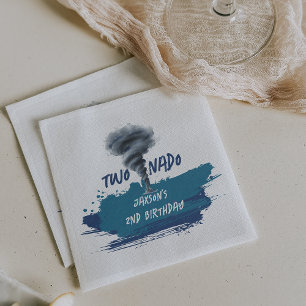Twonado Twister Tornado Blue Grunge Birthday Napkin