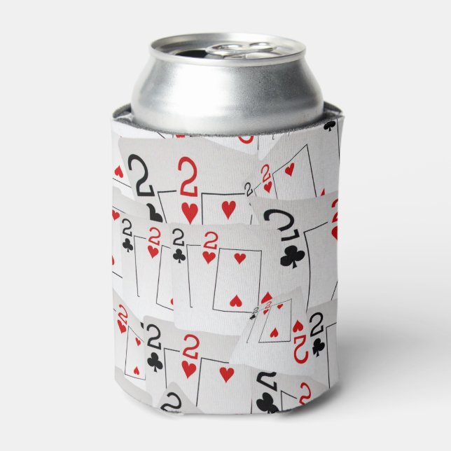 Twos Poker Cards Number Scattered, Can Cooler (Can Front)