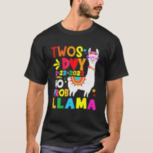 Twosday 2-22-2022 No Prob Llama Twosday 2022 Rainb T-Shirt