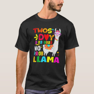 Twosday 2-22-2022 No Prob Llama Twosday 2022 Rainb T-Shirt