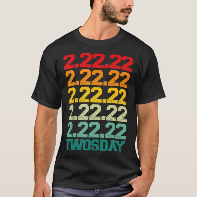 TWOSDAY February 22nd 2022 Funny 22222 Retro Vinta T-Shirt (Front)